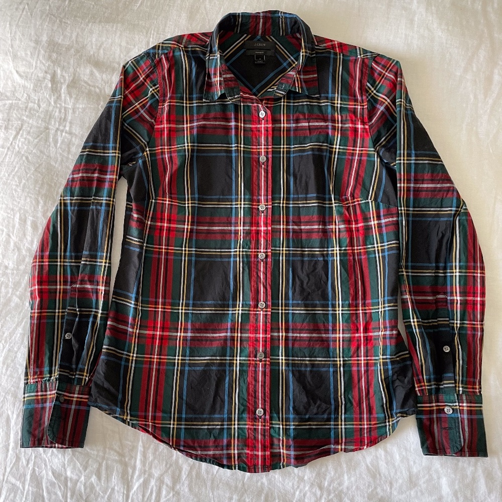 J. Crew Stewart Tartan Perfect Button Down Shirt Size 4